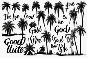 Elements of new mexico, california and utah to include a palm tree and the words "the good life" tattoo idea