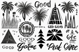 Elements from new mexico, california and utah to include a palm tree and the words "the good life" tattoo idea