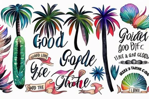 Elements from new mexico, california and utah to include a palm tree and the words "the good life" tattoo idea