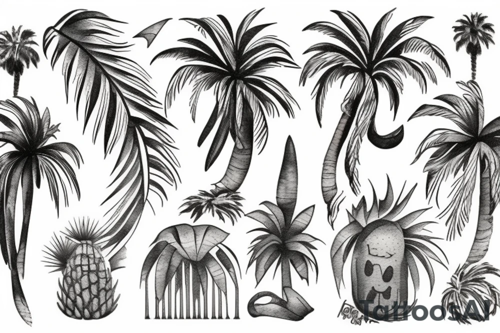 Elements from new mexico, california and utah to include a palm tree and the words "the good life" tattoo idea