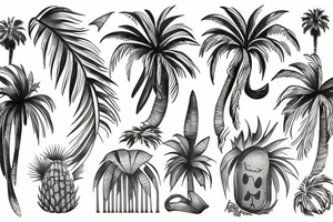 Elements from new mexico, california and utah to include a palm tree and the words "the good life" tattoo idea