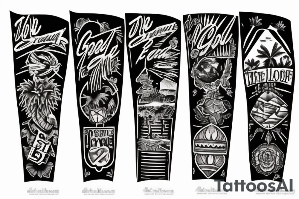 Elements from new mexico, california and utah to include a palm tree and the words "the good life" tattoo idea