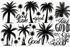 Elements from new mexico, california and utah to include a palm tree and the words "the good life" tattoo idea