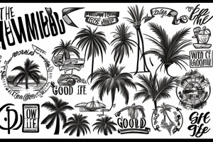 Aspects from new mexico, california and utah to include a palm tree and the words "the good life" tattoo idea