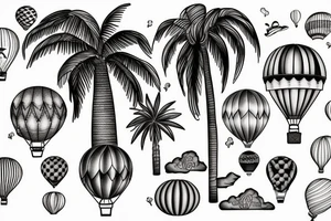 A hot air balloon, the utah arch, a palm tree and  "the good life" arranged together in a feminine tattoo tattoo idea