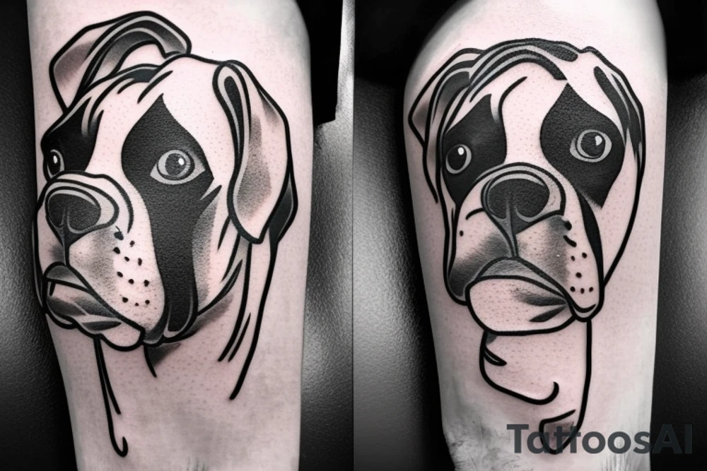 American traditional style boxer breed dog tattoo idea American traditional style boxer breed dog tattoo idea