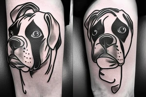 American traditional style boxer breed dog tattoo idea