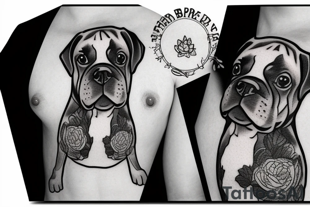 boxer breed dog tattoo idea