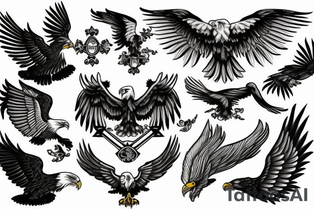 american traditional eagle tattoo idea