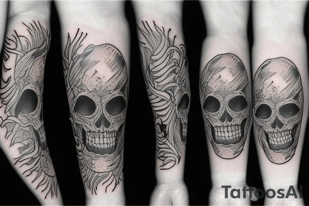american traditional skeletons tattoo idea