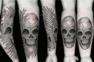 american traditional skeletons tattoo idea