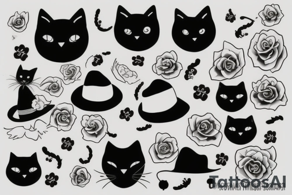 black cat with a hat tattoo idea