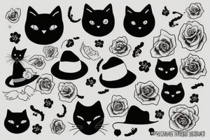 black cat with a hat tattoo idea