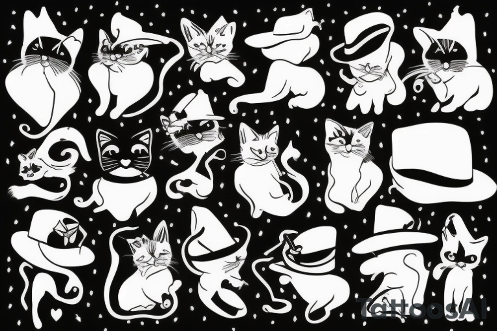 black cat with a hat tattoo idea
