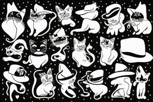 black cat with a hat tattoo idea
