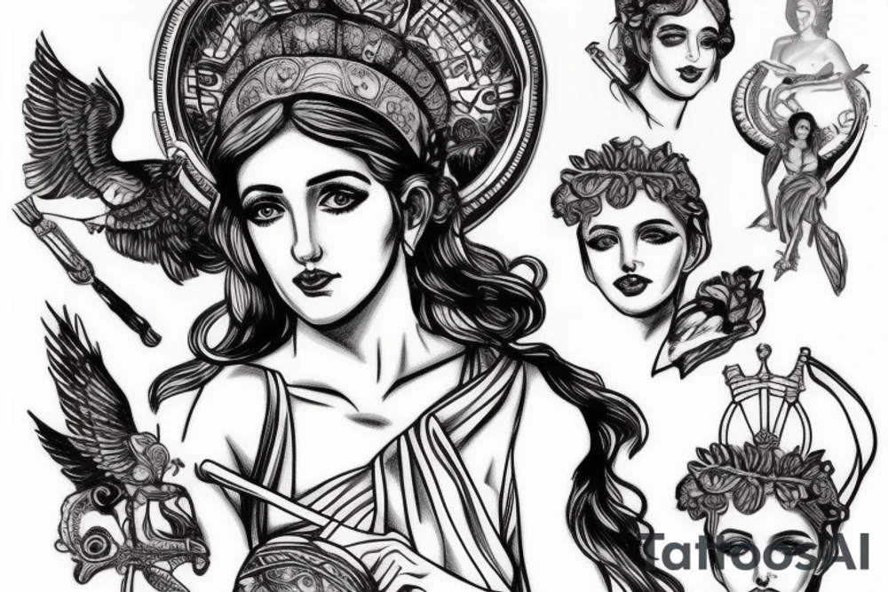Greek goddess Athena portrait tattoo idea