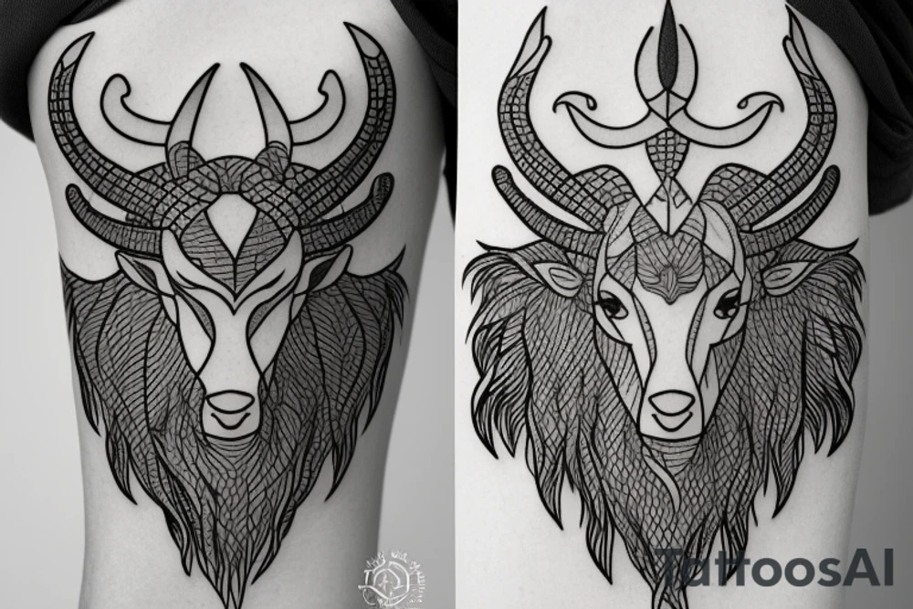 Capricorn with rhombus tattoo idea