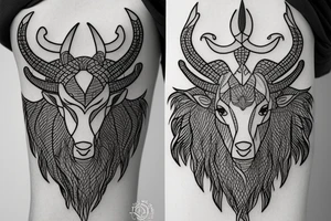 Capricorn with rhombus tattoo idea