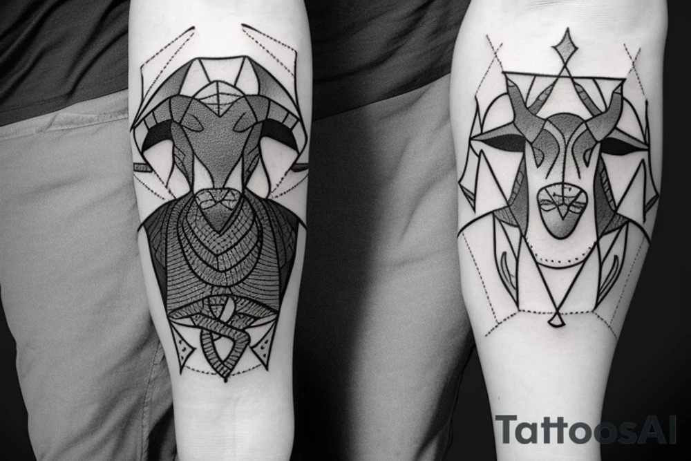 Capricorn with rhombus tattoo idea