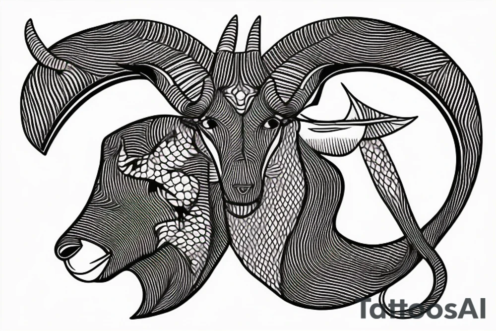 Capricorn with rhombus and finline tattoo idea