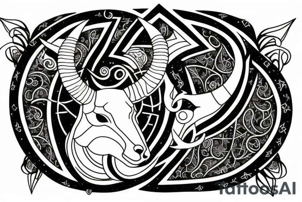 Capricorn with rhombus and finline tattoo idea