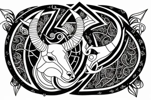 Capricorn with rhombus and finline tattoo idea