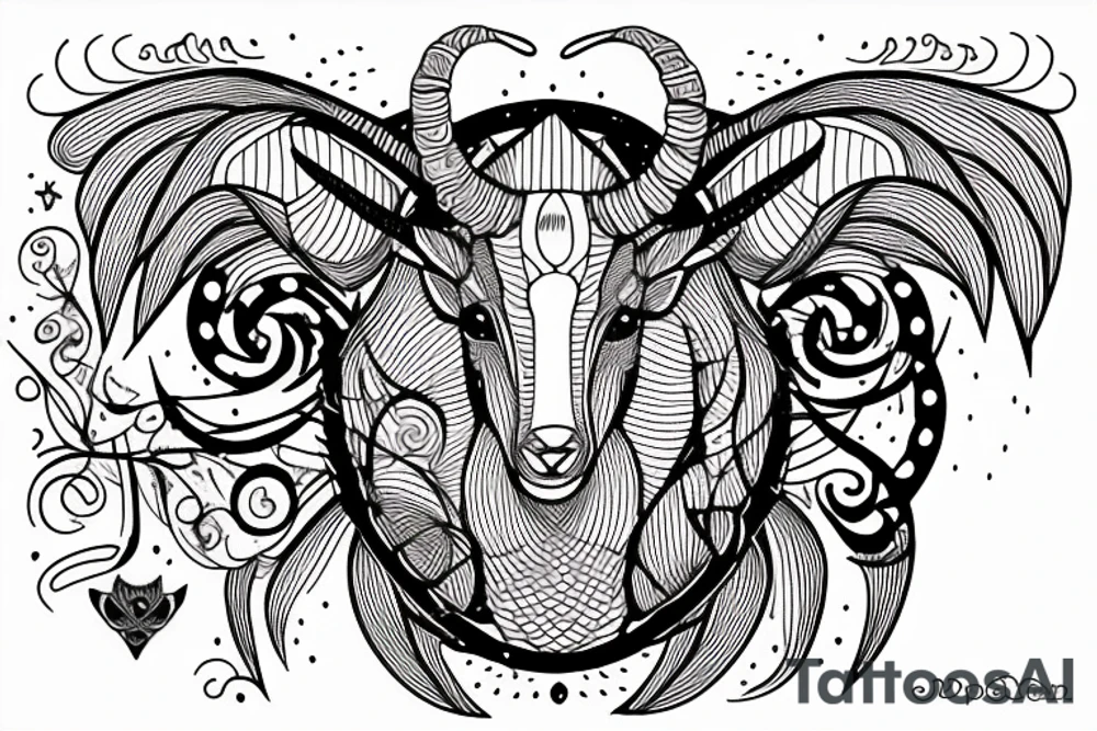 Capricorn with rhombus and finline tattoo idea