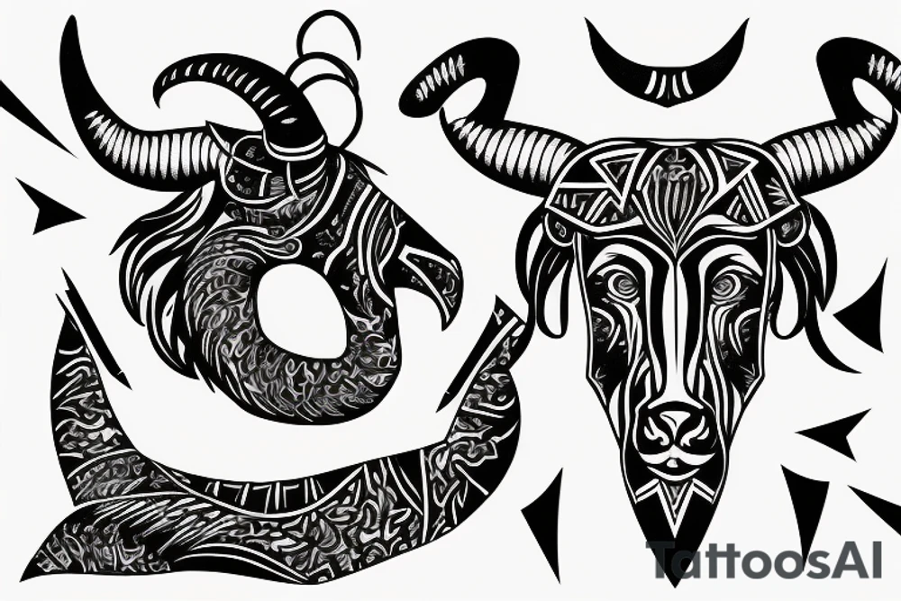 Capricorn with rhombus and finline tattoo idea