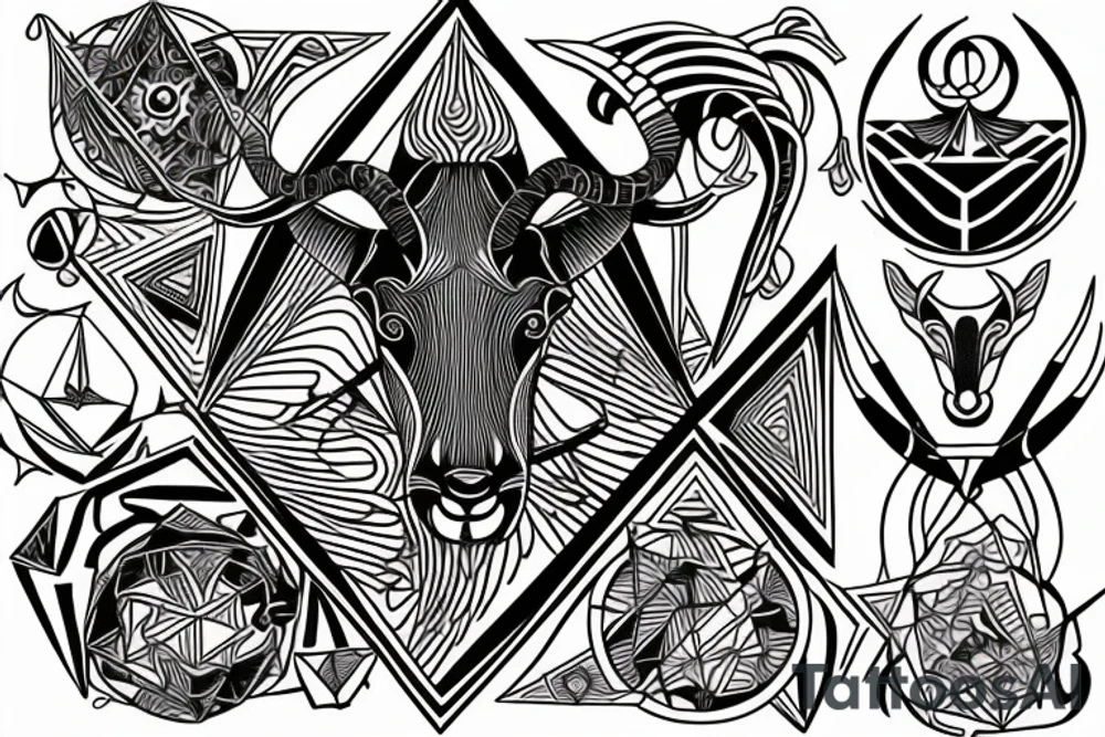 Capricorn with rhombus and finline tattoo idea