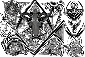 Capricorn with rhombus and finline tattoo idea