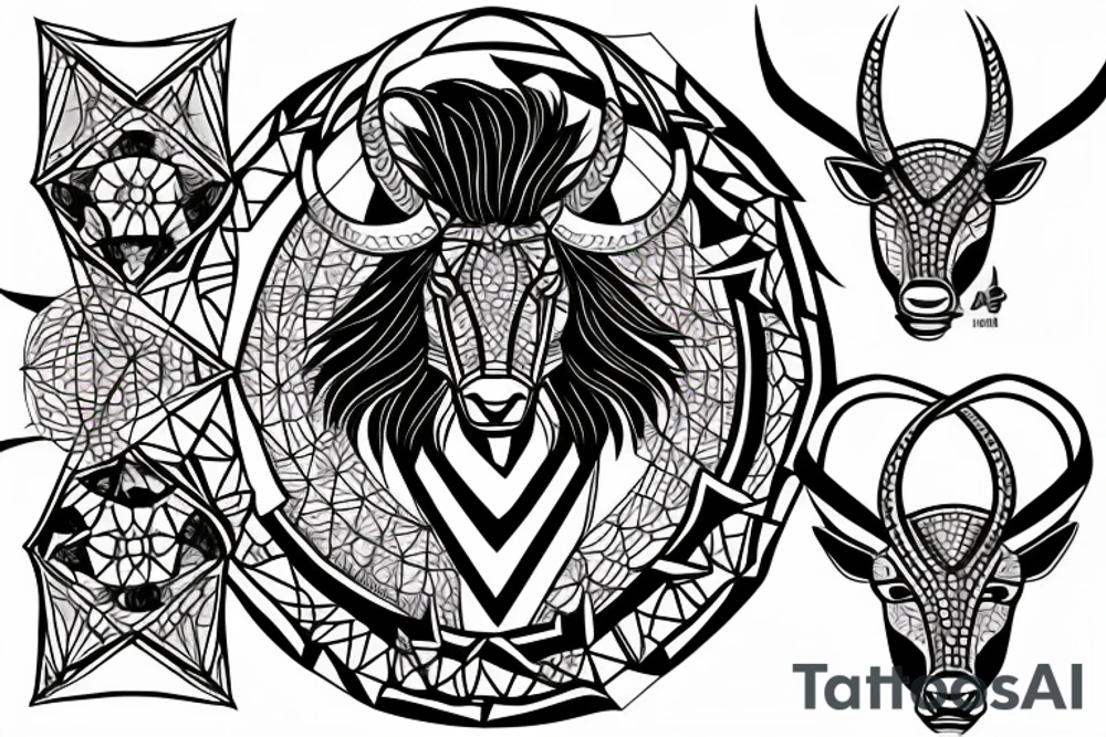 Capricorn with rhombus and finline tattoo idea