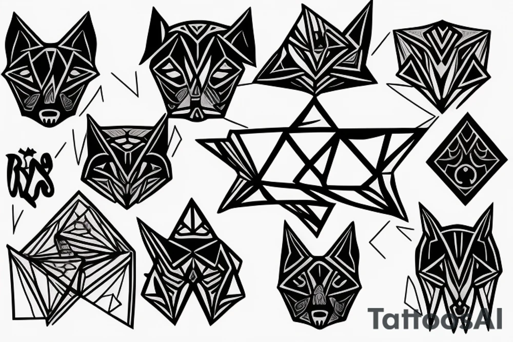 wulf with rhombus and finline tattoo idea