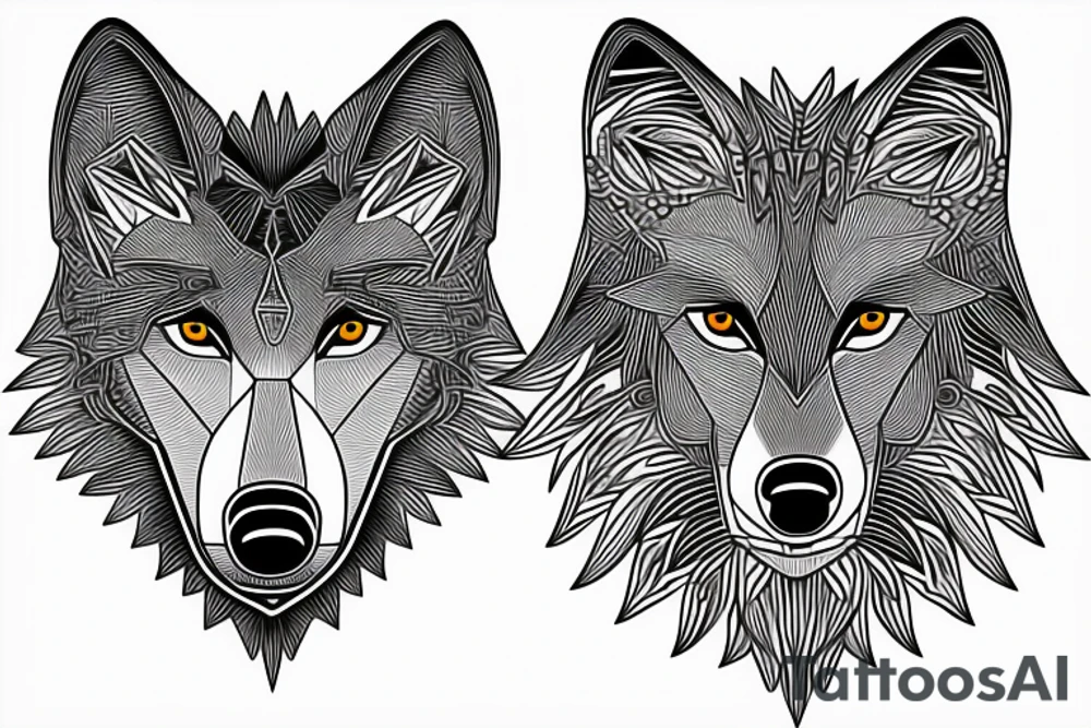 wolf with rhombus and finline tattoo idea