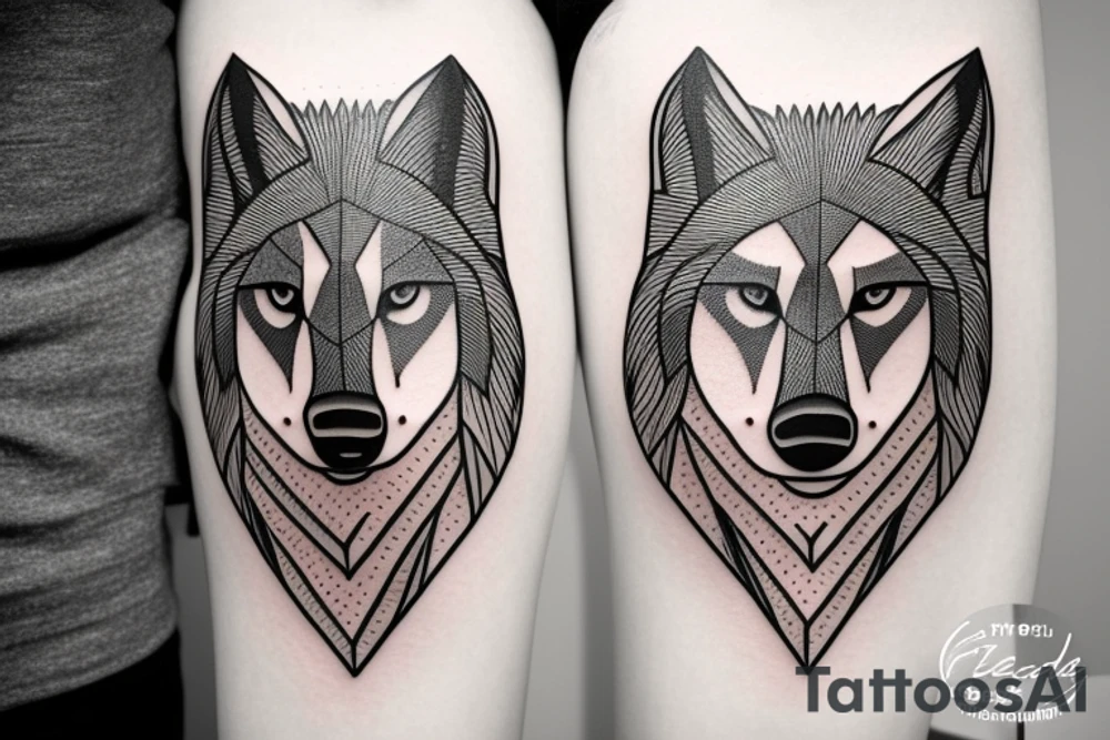 wolf with rhombus and finline tattoo idea