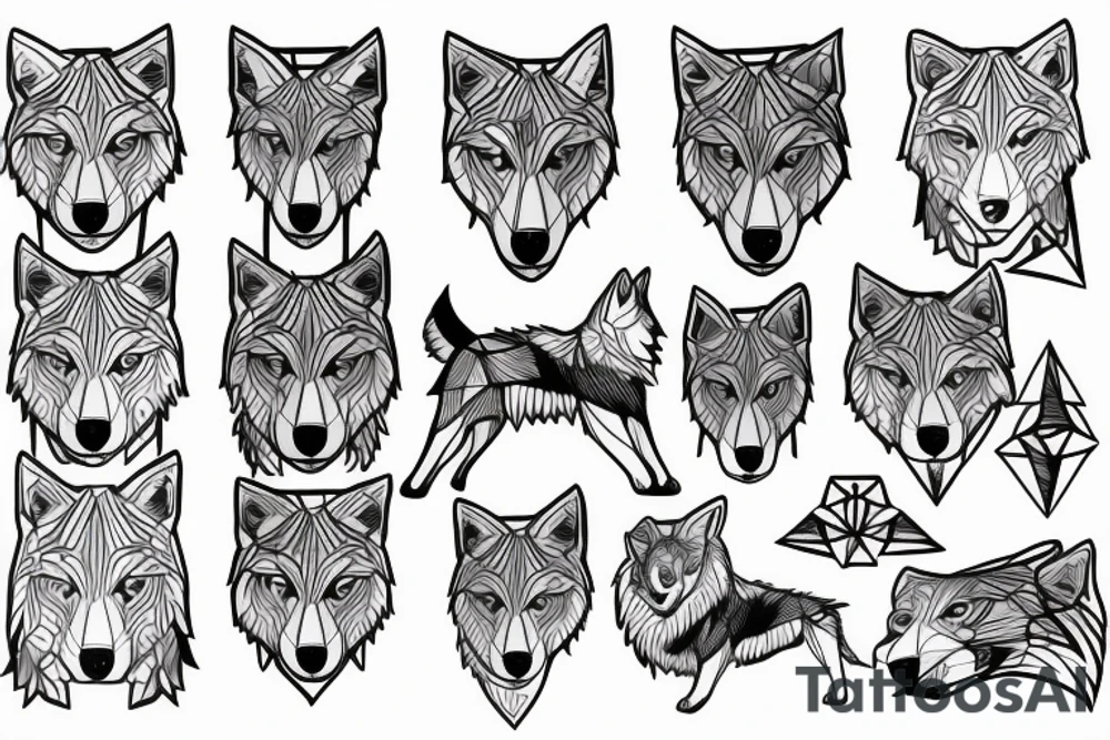 wolf with rhombus and finline tattoo idea