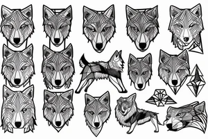 wolf with rhombus and finline tattoo idea