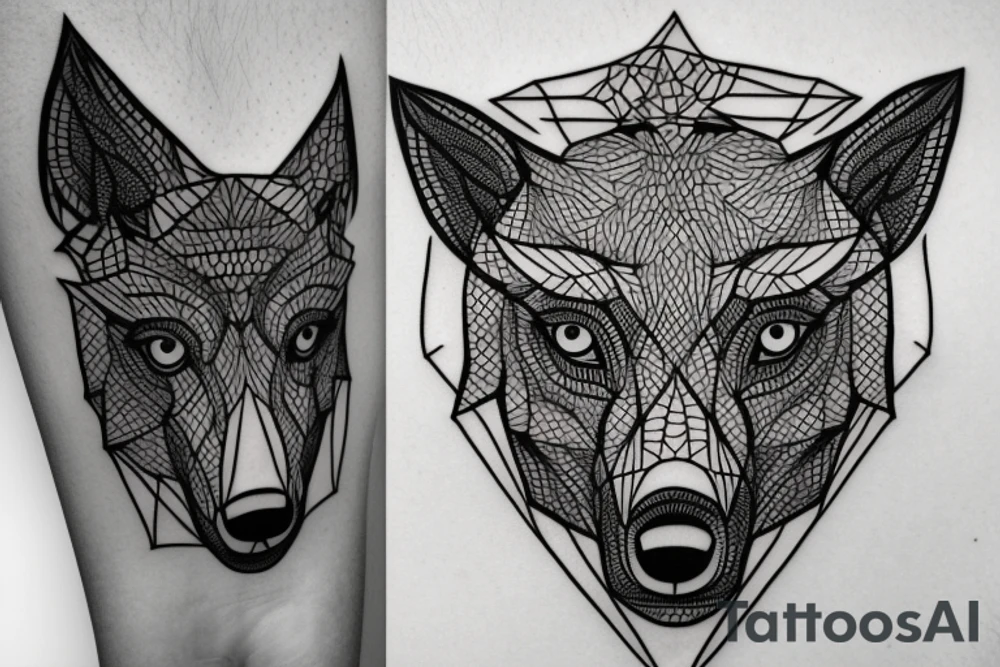 wolf with rhombus and finline tattoo idea
