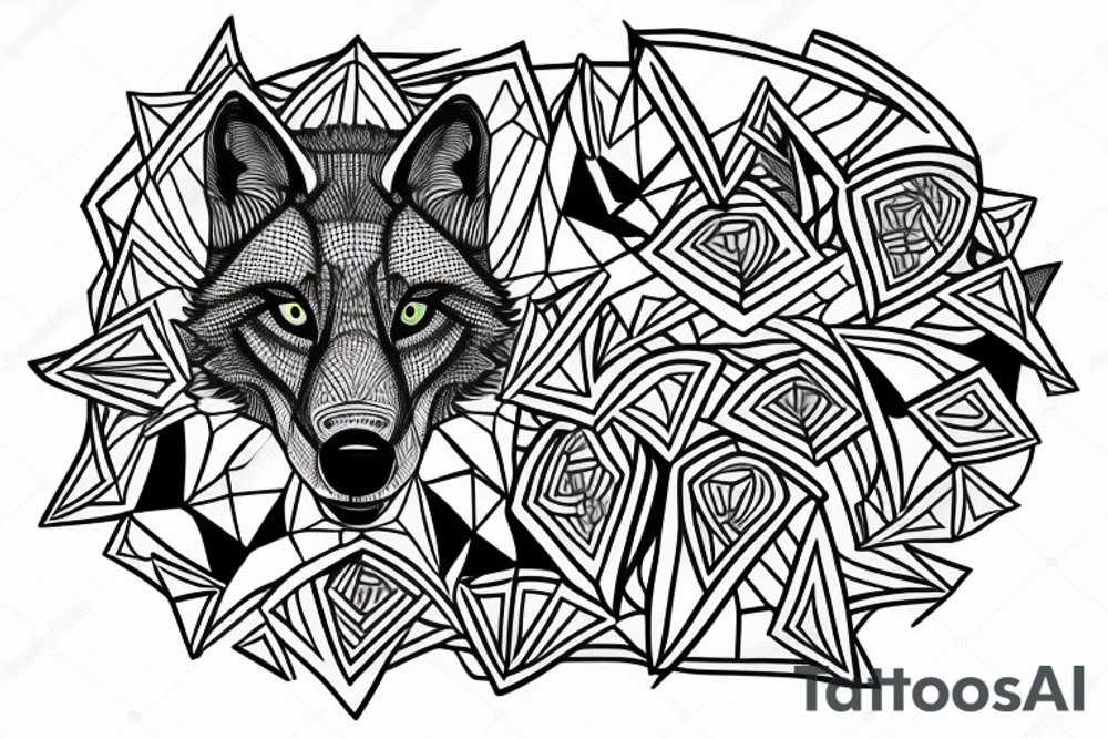 wolf with rhombus and finart tattoo idea