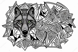 wolf with rhombus and finart tattoo idea