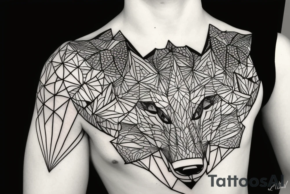 wolf with rhombus and finart tattoo idea