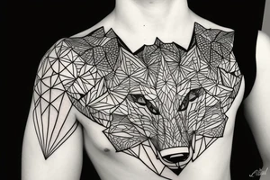 wolf with rhombus and finart tattoo idea