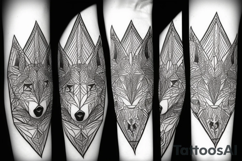 wolf with rhombus and finart tattoo idea