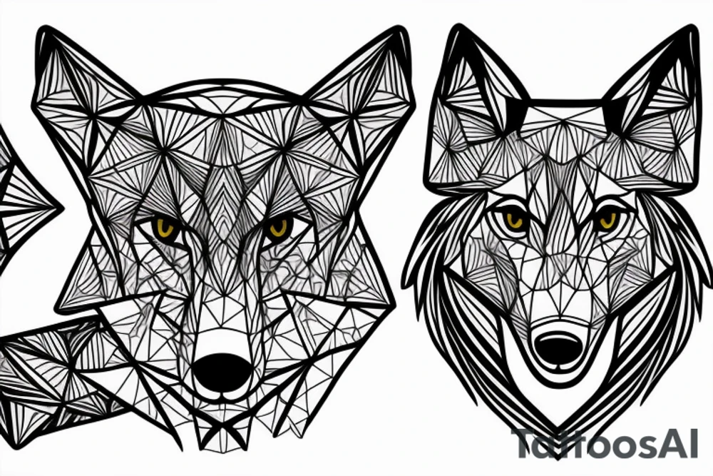 wolf with rhombus and finart tattoo idea