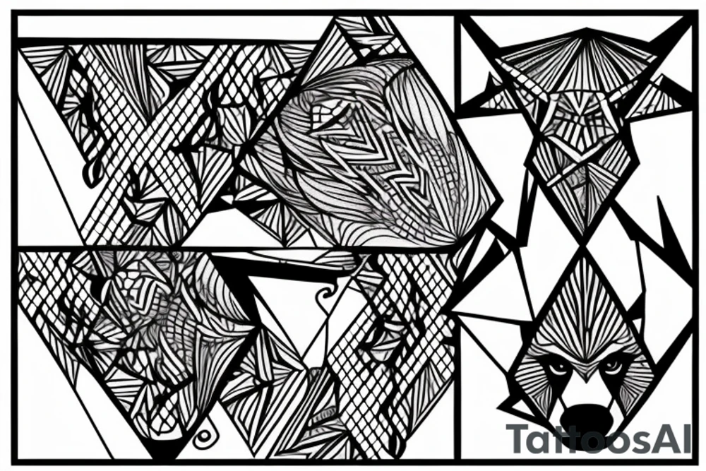 wolf with rhombus and finart tattoo idea