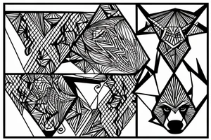 wolf with rhombus and finart tattoo idea