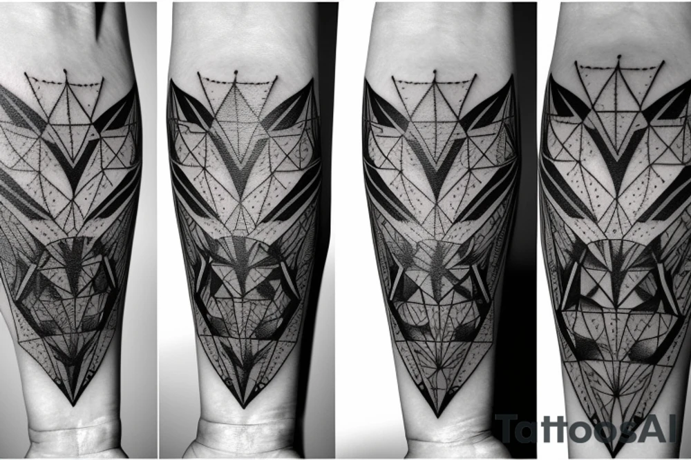 wolf with rhombus and finart tattoo idea