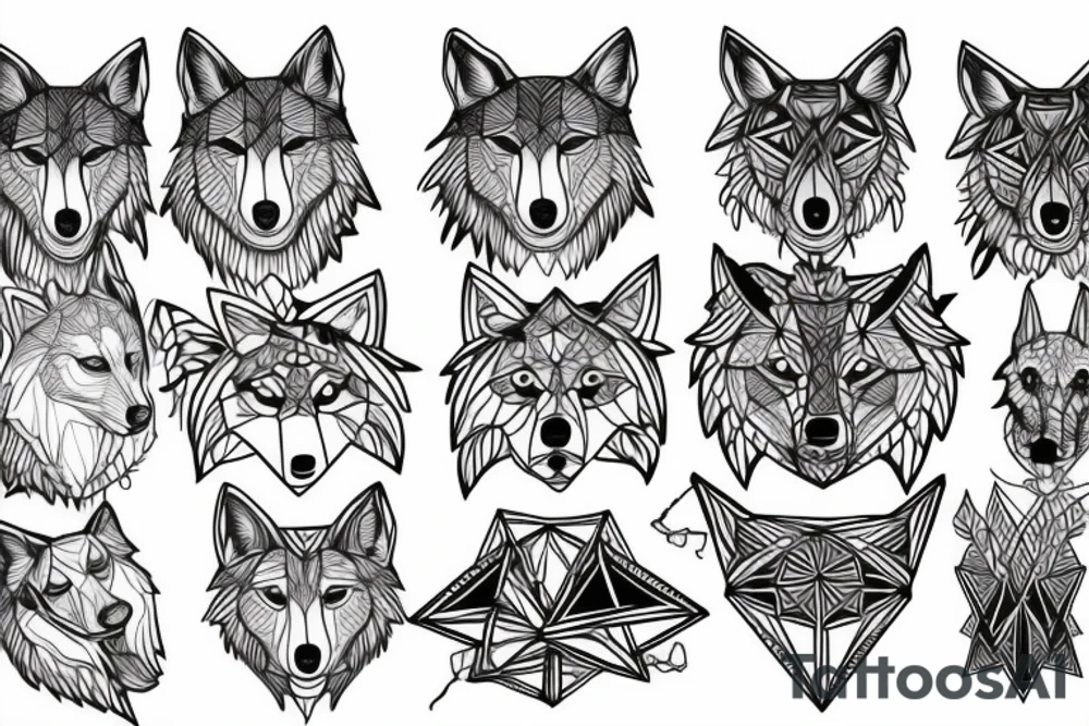 wolf with rhombus and finart tattoo idea