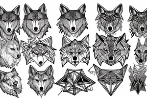 wolf with rhombus and finart tattoo idea