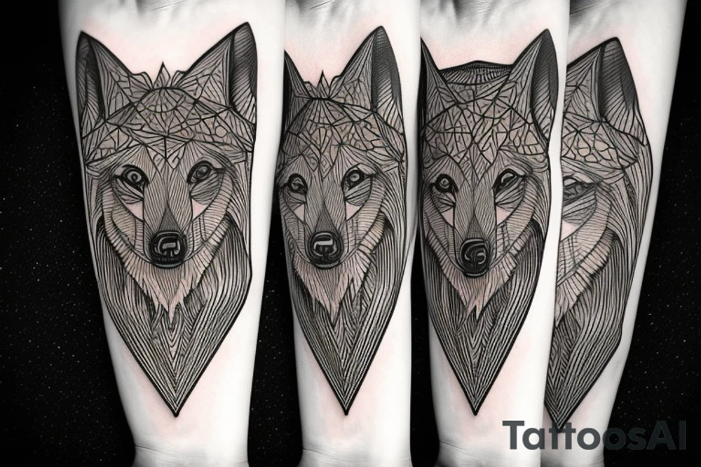 wolf with rhombus and finart tattoo idea