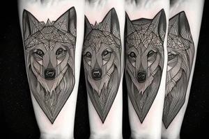 wolf with rhombus and finart tattoo idea